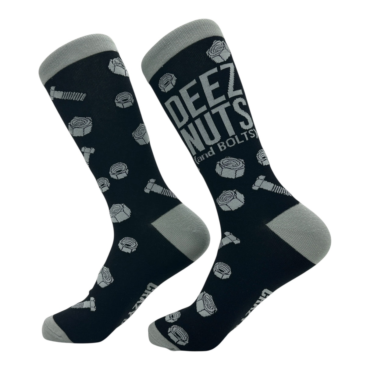 Men's Deez Nuts and Bolts Socks Funny Sarcastic Hardware Graphic Novelty Footwear for Men