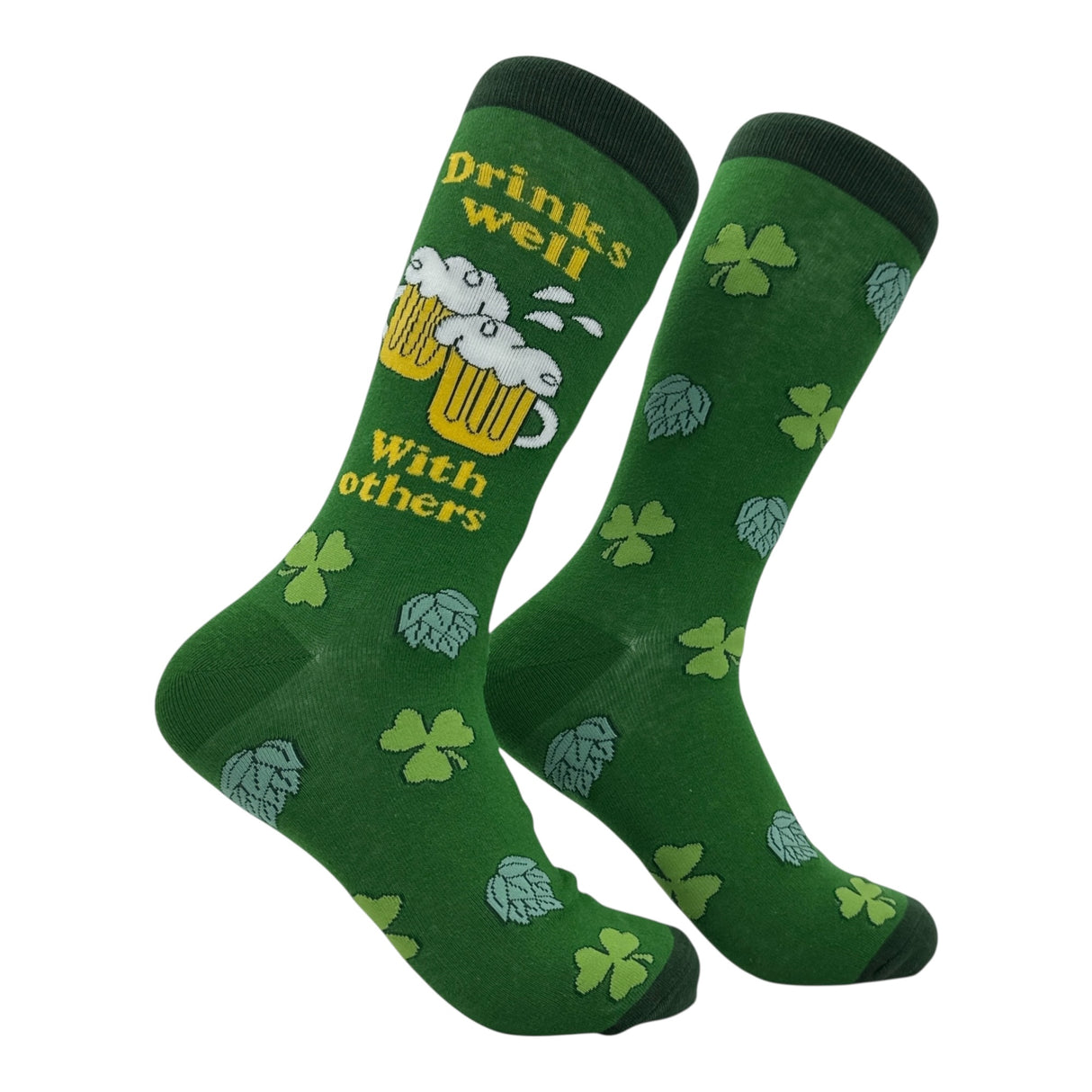 Men's Drinks Well With Others Socks Funny Sarcastic St Patricks Day Graphic Novelty Footwear for Men