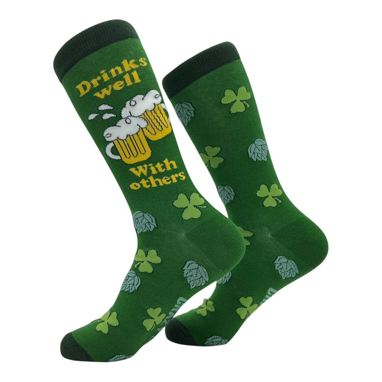 Men's Drinks Well With Others Socks Funny Sarcastic St Patricks Day Graphic Novelty Footwear for Men