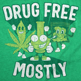 Mens Funny T Shirts Drug Free Mostly Sarcastic 420 Graphic Novelty Tee for Men