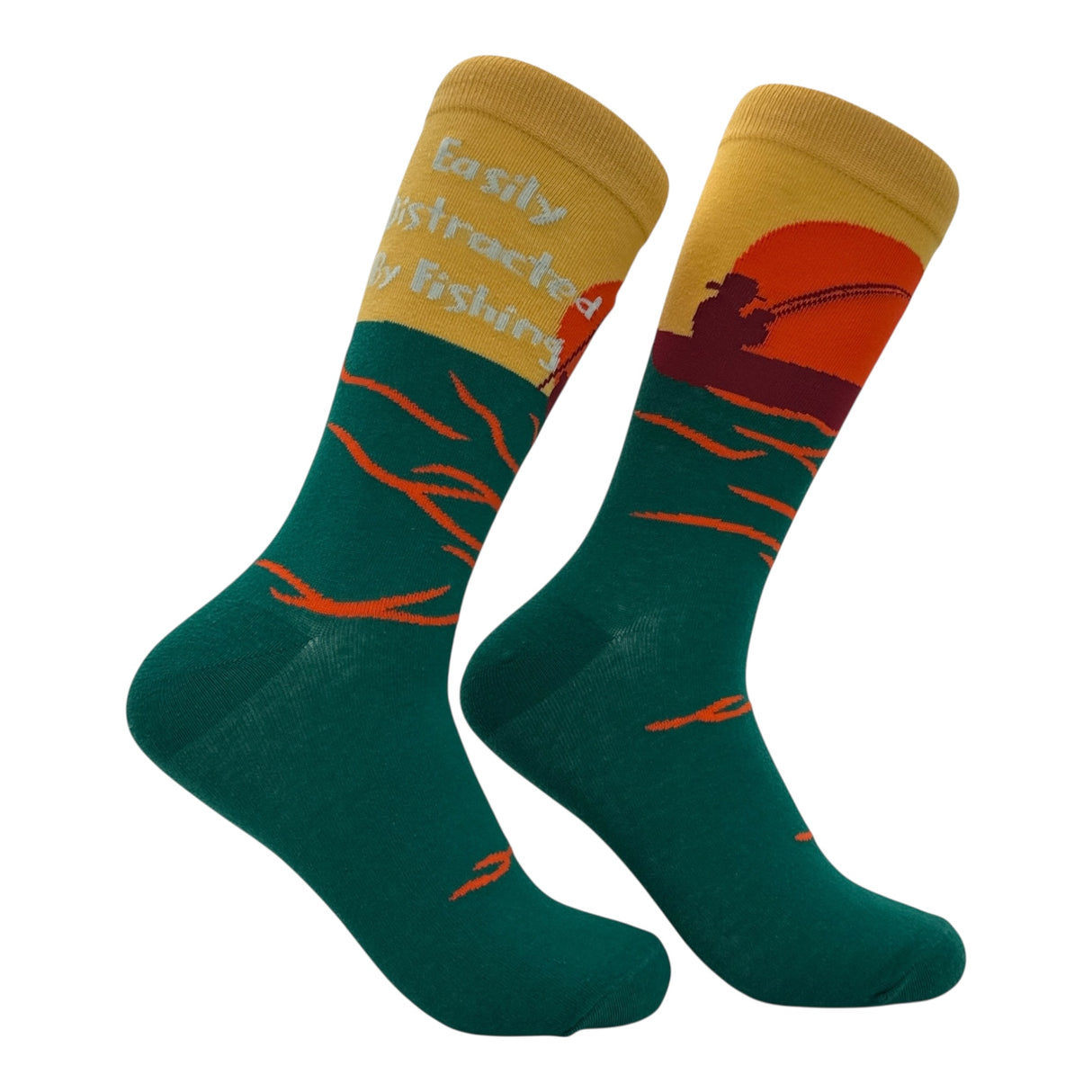 Men's Easily Distracted By Fishing Socks Funny Sarcastic Fish Graphic Novelty Footwear for Men