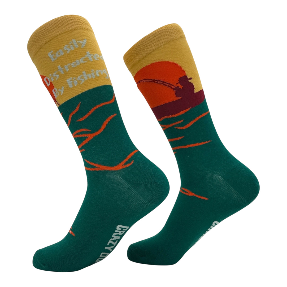 Men's Easily Distracted By Fishing Socks Funny Sarcastic Fish Graphic Novelty Footwear for Men