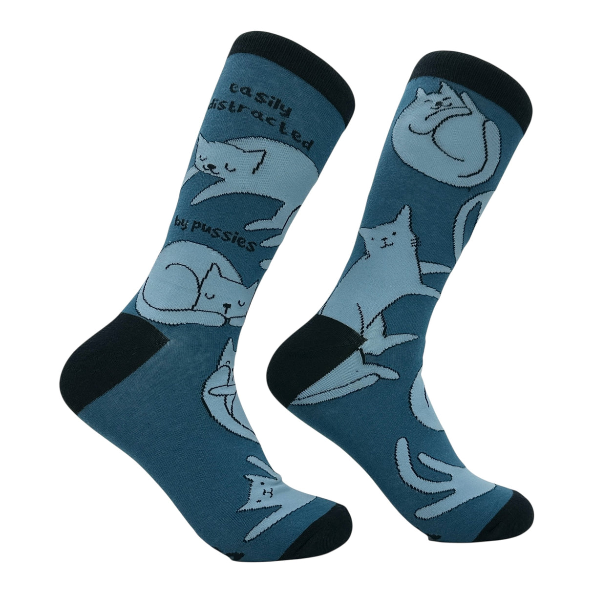 Men's Easily Distracted By Pussies Socks Funny Sarcastic Cats Graphic Novelty Footwear for Men