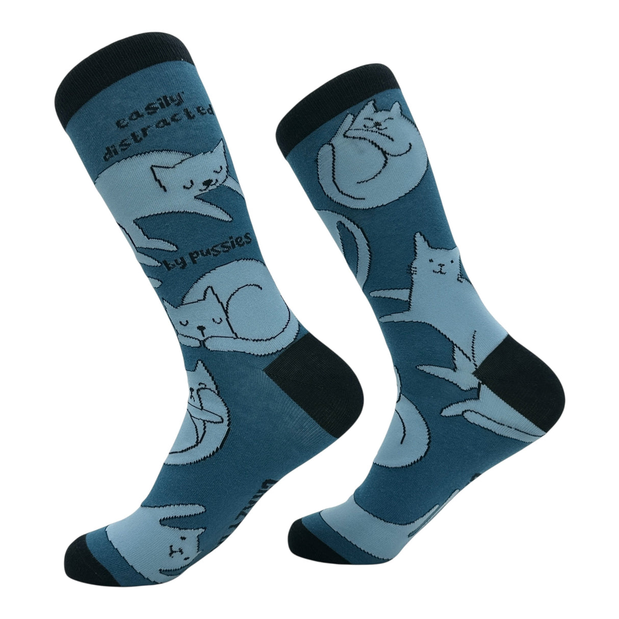 Men's Easily Distracted By Pussies Socks Funny Sarcastic Cats Graphic Novelty Footwear for Men