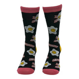 Men's Bacon and Eggs Skull Socks Funny Sarcastic Breakfast Graphic Novelty Footwear for Men