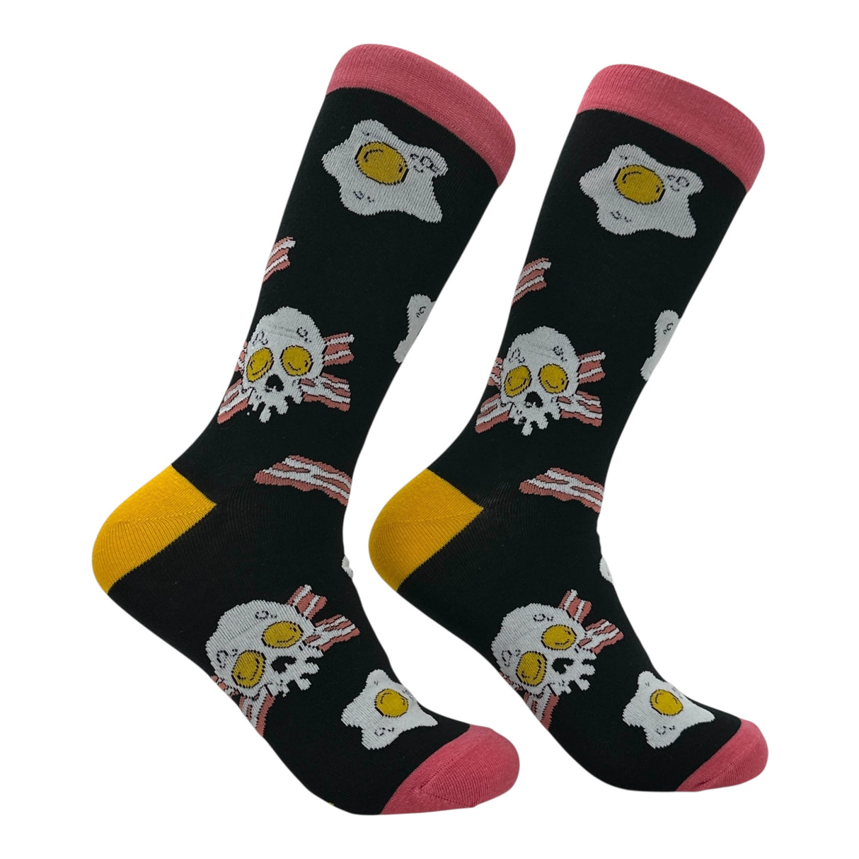 Men's Bacon and Eggs Skull Socks Funny Sarcastic Breakfast Graphic Novelty Footwear for Men