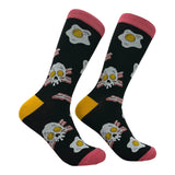 Men's Bacon and Eggs Skull Socks Funny Sarcastic Breakfast Graphic Novelty Footwear for Men