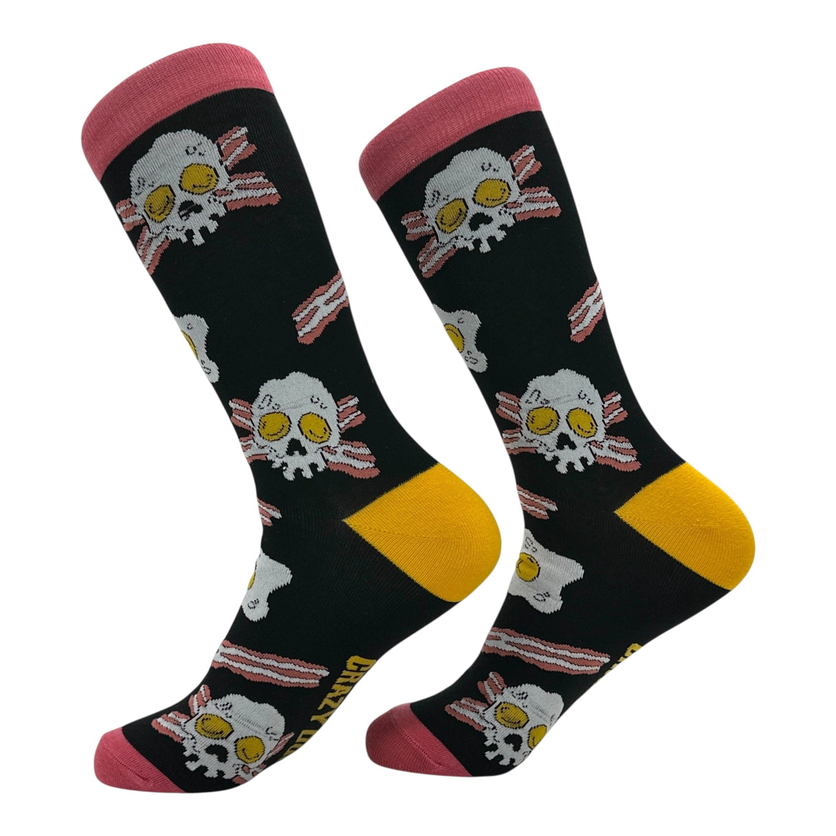 Men's Bacon and Eggs Skull Socks Funny Sarcastic Breakfast Graphic Novelty Footwear for Men