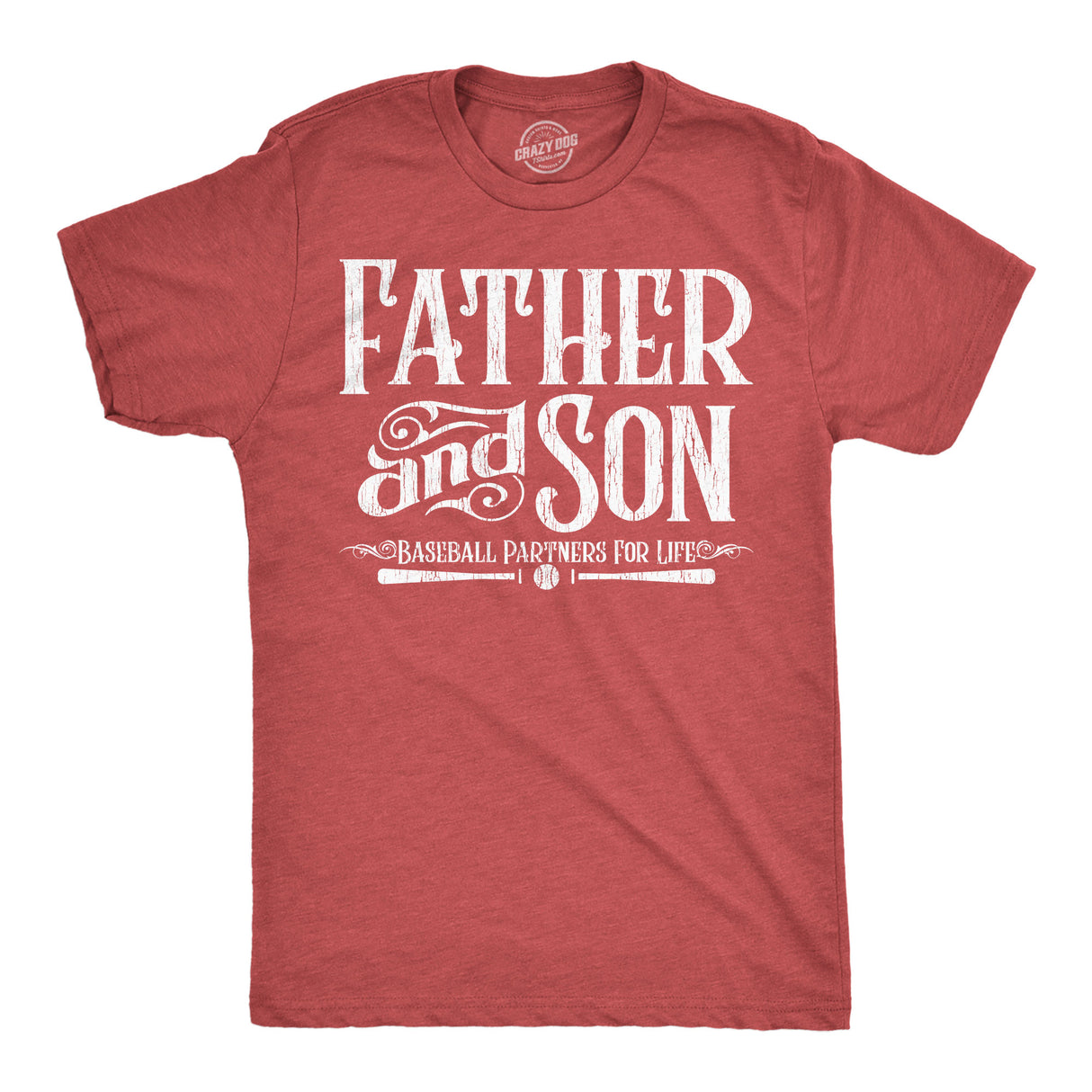 Mens Funny T Shirts Father and Son Baseball Partners for Life Sarcastic Fathers Day Graphic Tee for Men