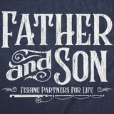 Youth Funny T Shirts Father and Son Fishing Partners for Life Sarcastic Fathers Day Graphic Tee for Kids