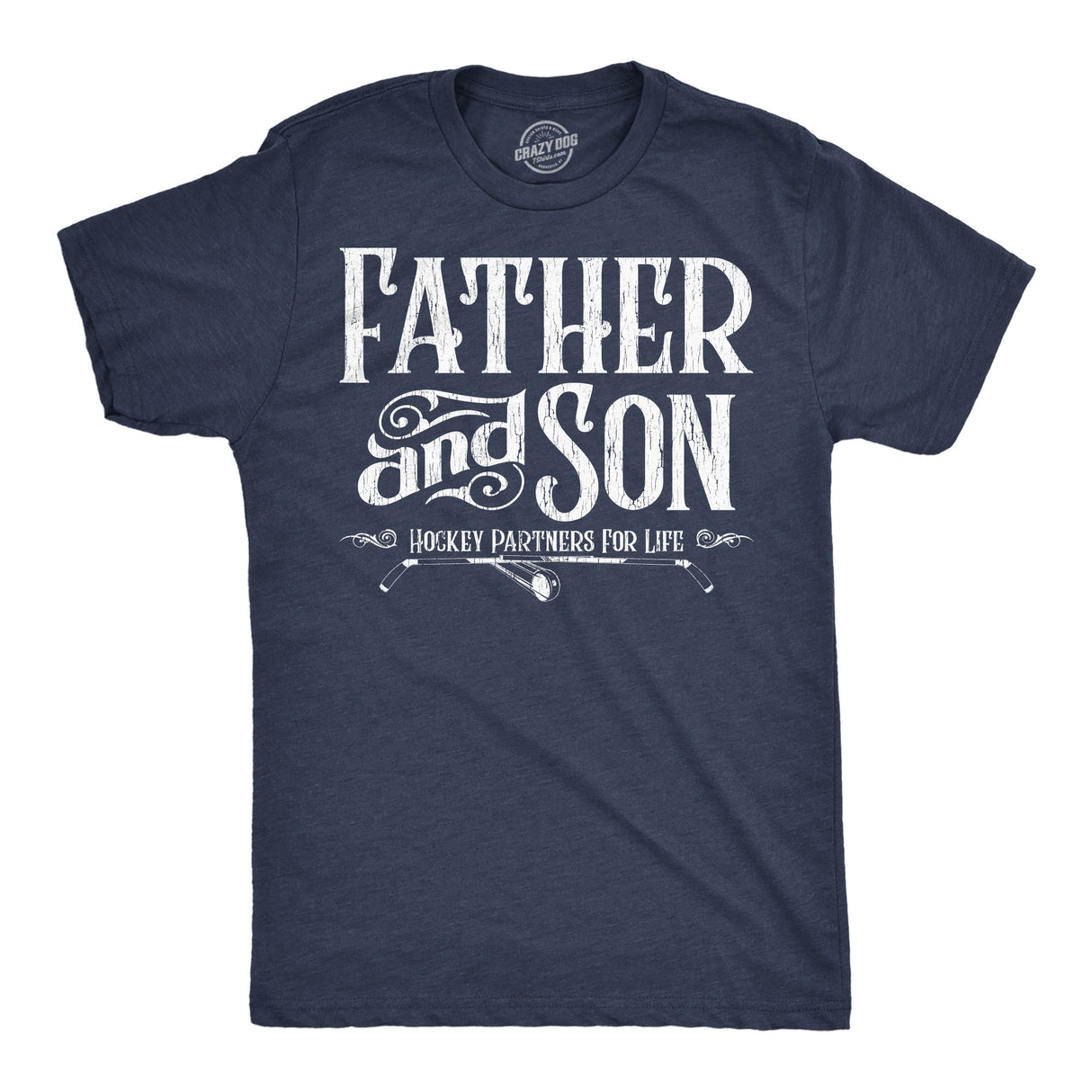 Mens Funny T Shirts Father and Son Hockey Partners for Life Sarcastic Fathers Day Graphic Tee for Men