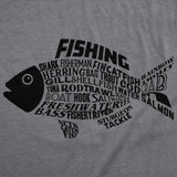 Mens Funny T Shirts Fish Made Of Text Sarcastic Fishing Graphic Novelty Tee for Men