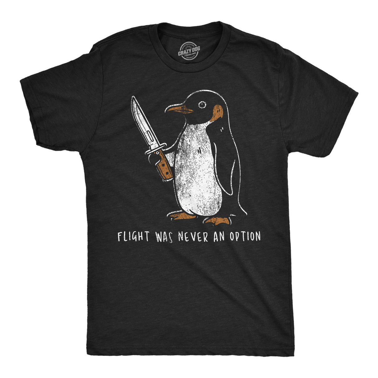 Mens Funny T Shirts Flight Was Never An Option Sarcastic Penguin Graphic Novelty Tee for Men