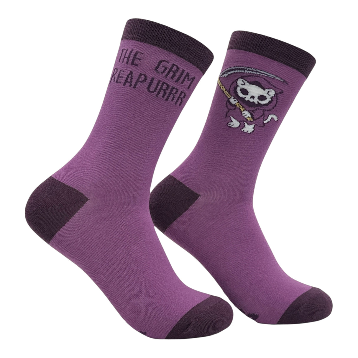 Women's The Grim Reapurrr Socks Funny Sarcastic Kitten Graphic Novelty Footwear for Ladies
