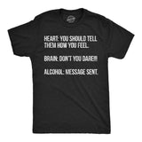 Mens Funny T Shirts Heart Brain Alcohol Sarcastic Drinking Graphic Novelty Tee for Men