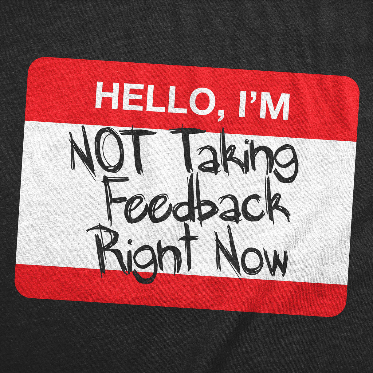 Womens Funny T Shirts Hello Im Not Taking Feedback Right Now Sarcastic Name Tag Graphic Novelty Tee for Ladies