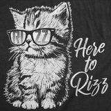 Womens Funny T Shirts Here to Rizz Sarcastic Kitten Graphic Novelty Tee for Ladies