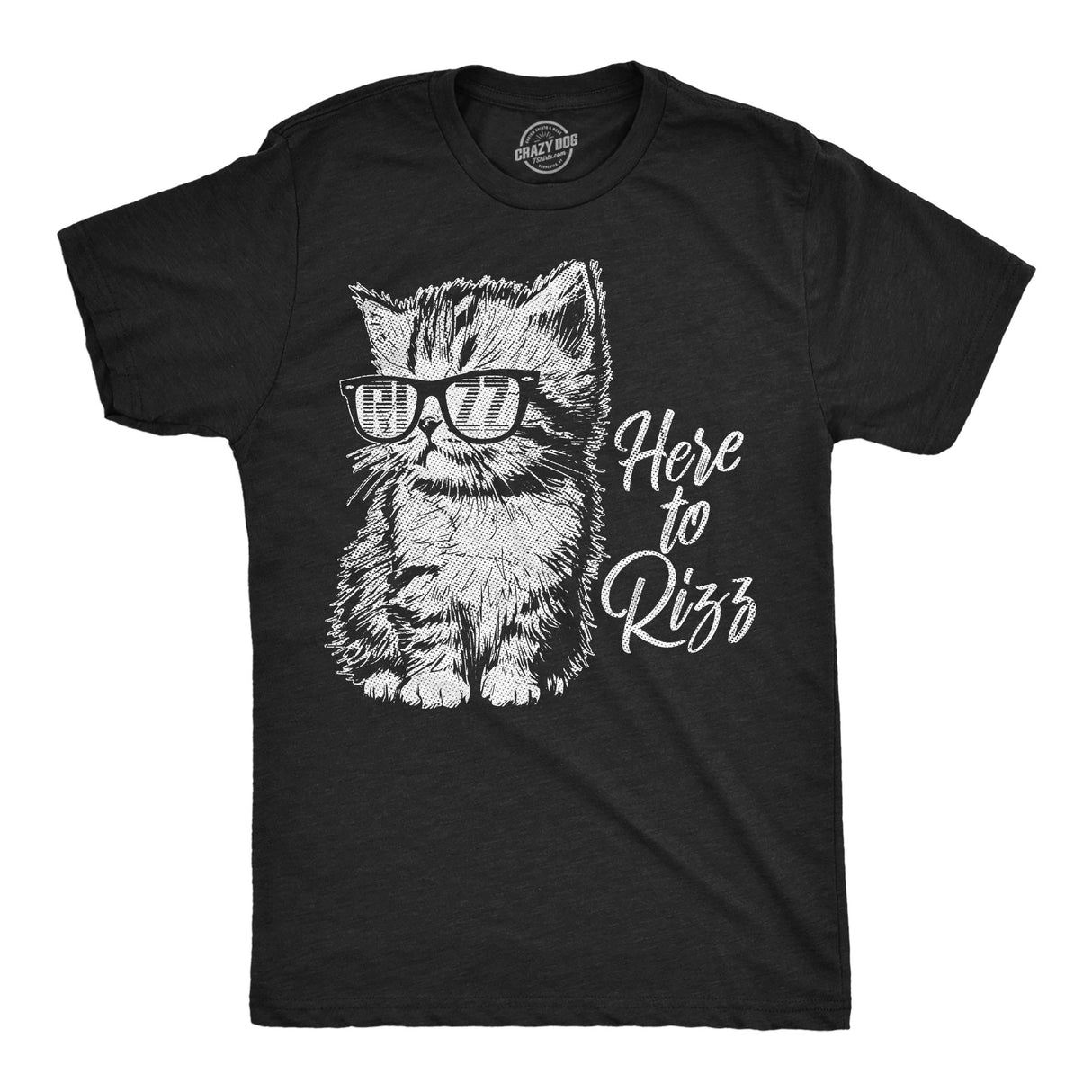 Mens Funny T Shirts Here to Rizz Sarcastic Kitten Graphic Novelty Tee for Men