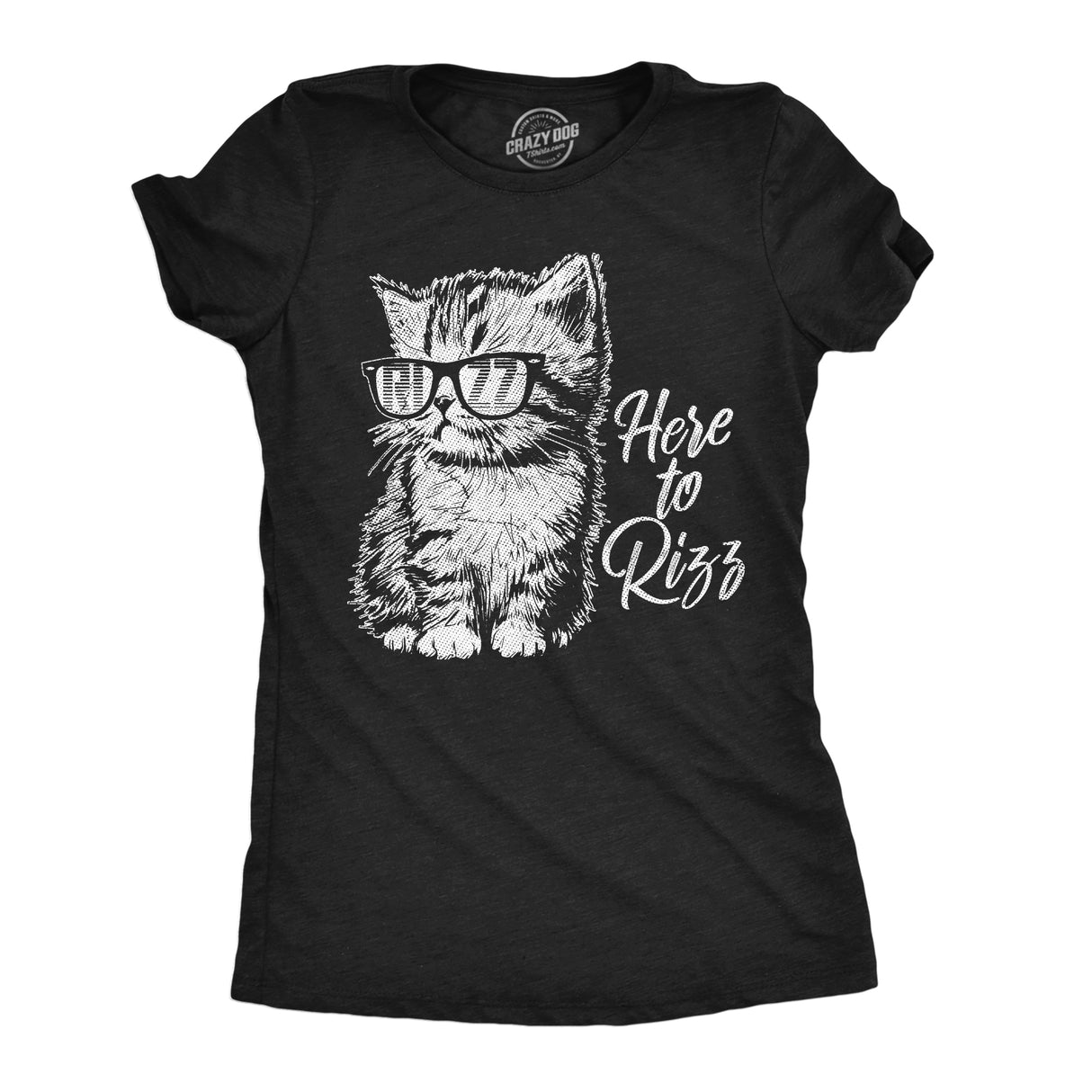 Womens Funny T Shirts Here to Rizz Sarcastic Kitten Graphic Novelty Tee for Ladies