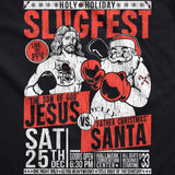 Holy Holiday Slugfest Unisex Hoodie Funny Sarcastic Christmas Boxing Match Flyer Graphic Hooded Sweatshirt