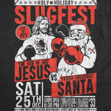 Mens Funny T Shirts Holy Holiday Slugfest Sarcastic Christmas Boxing Match Flyer Graphic Tee for Men