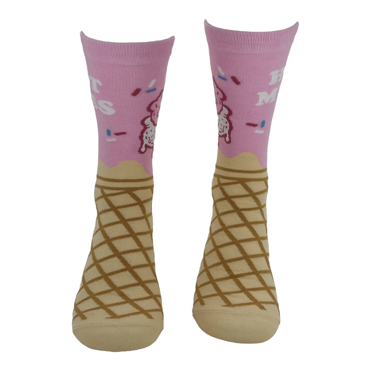 Women's Hot Mess Socks Funny Sarcastic Ice Cream Graphic Novelty Footwear for Ladies