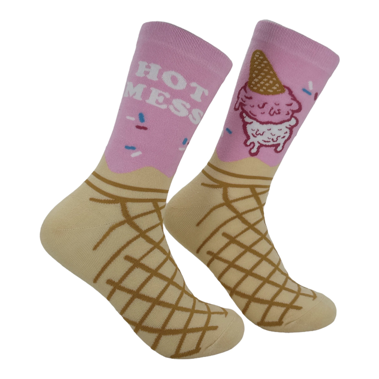 Women's Hot Mess Socks Funny Sarcastic Ice Cream Graphic Novelty Footwear for Ladies