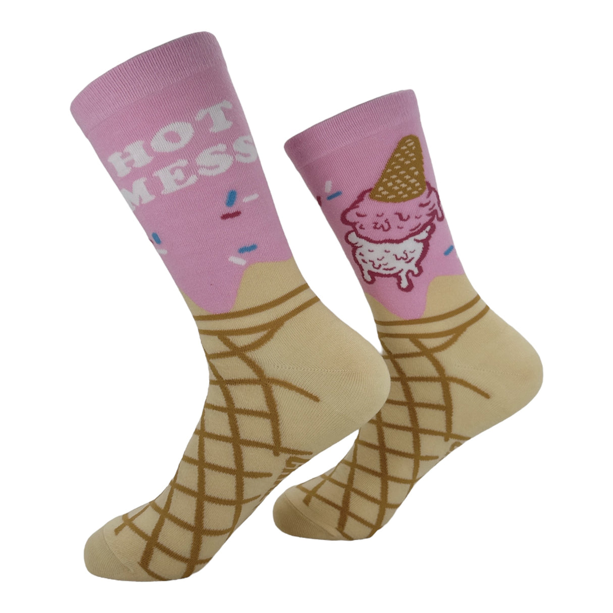 Women's Hot Mess Socks Funny Sarcastic Ice Cream Graphic Novelty Footwear for Ladies