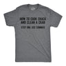 Mens Funny T Shirts How to Cook Crack and Clean A Crab Step One Use Commas Sarcastic Tee for Men