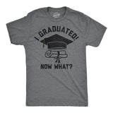 Mens Funny T Shirts I Graduated Now What Sarcastic Graduation Graphic Novelty Tee for Men