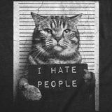 Mens Funny T Shirts I Hate People Cat Mugshot Sarcastic Graphic Novelty Tee for Men
