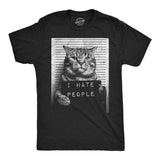 Mens Funny T Shirts I Hate People Cat Mugshot Sarcastic Graphic Novelty Tee for Men