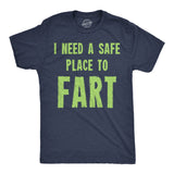 Mens Funny T Shirts I Need A Safe Place to Fart Sarcastic Graphic Novelty Tee for Men
