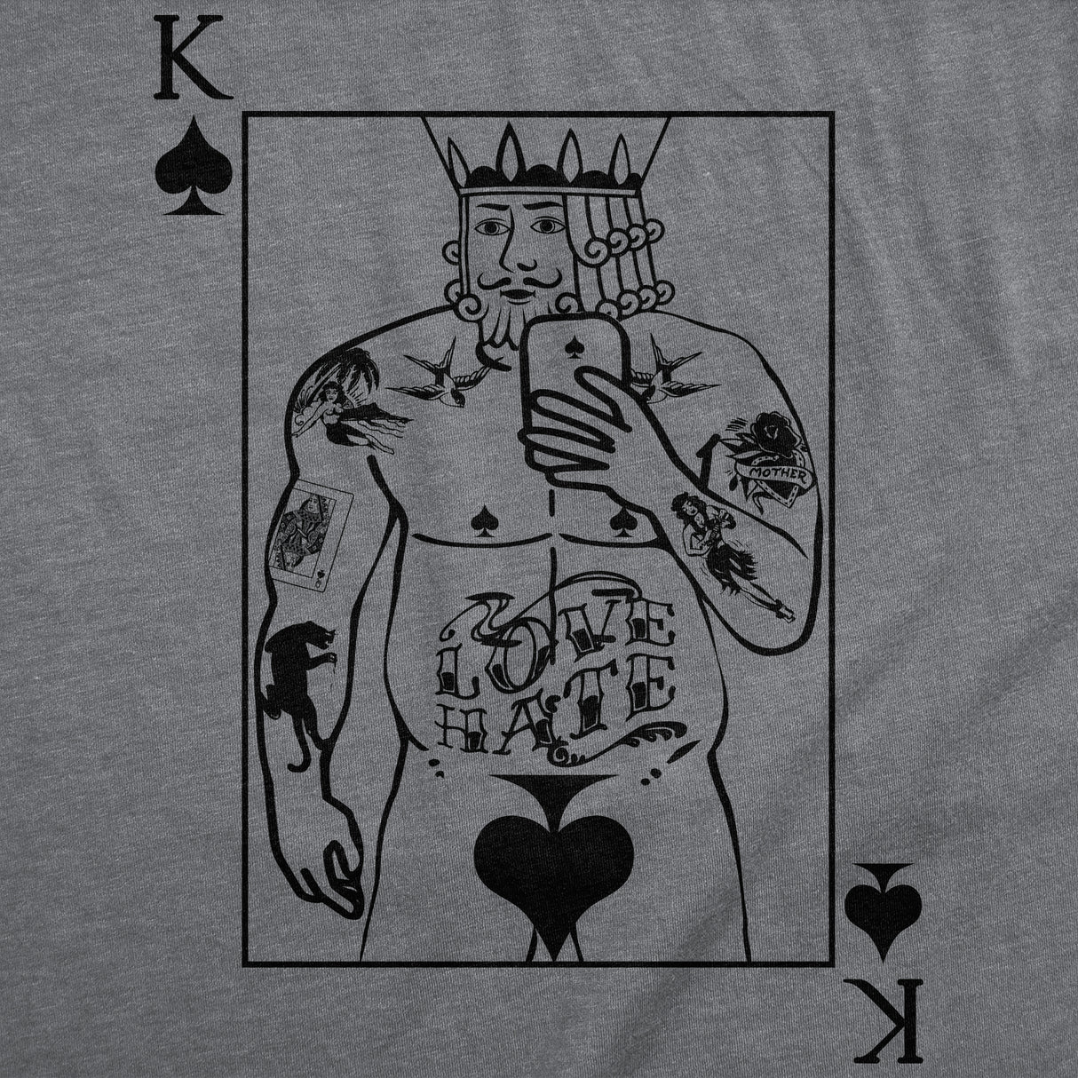 Mens Funny T Shirts King Of Spades Sarcastic Playing Card Graphic Novelty Tee for Men