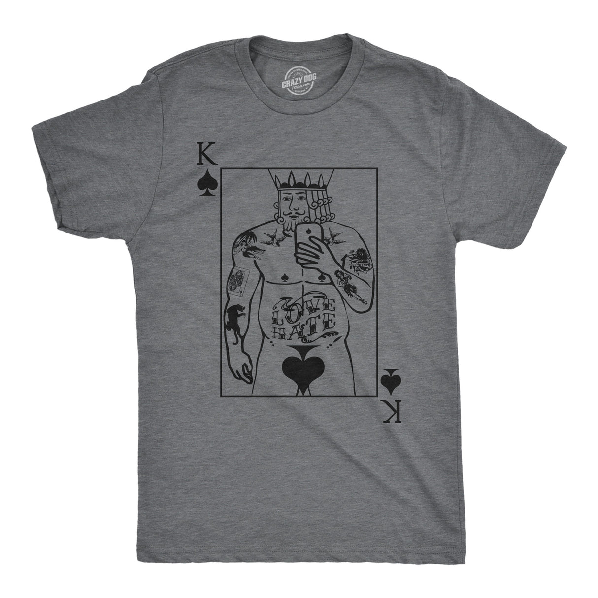 Mens Funny T Shirts King Of Spades Sarcastic Playing Card Graphic Novelty Tee for Men
