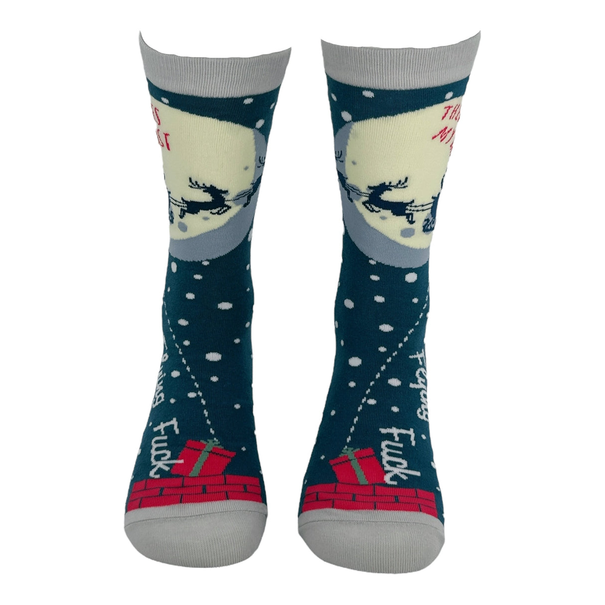 Women's There Goes My Last Flying Fuck Santa Socks Funny Sarcastic Xmas Graphic Novelty Footwear for Ladies