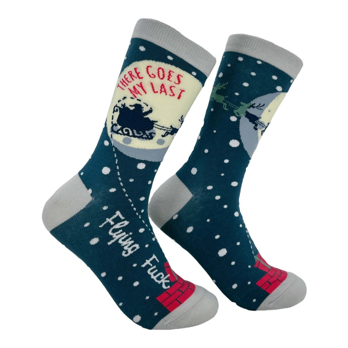 Women's There Goes My Last Flying Fuck Santa Socks Funny Sarcastic Xmas Graphic Novelty Footwear for Ladies