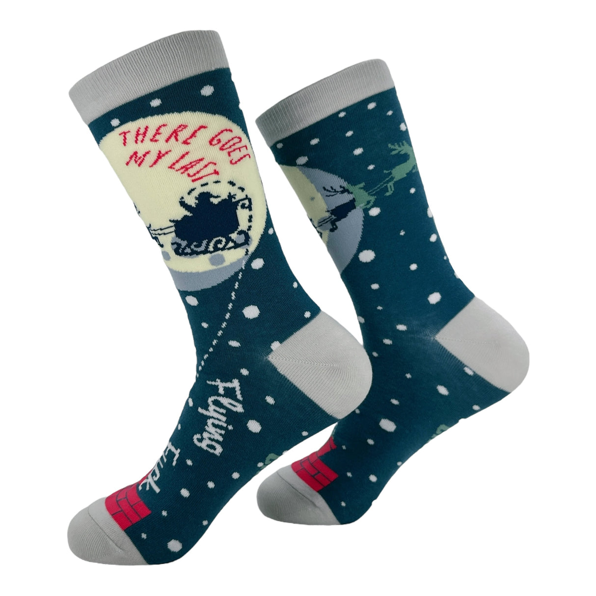 Women's There Goes My Last Flying Fuck Santa Socks Funny Sarcastic Xmas Graphic Novelty Footwear for Ladies