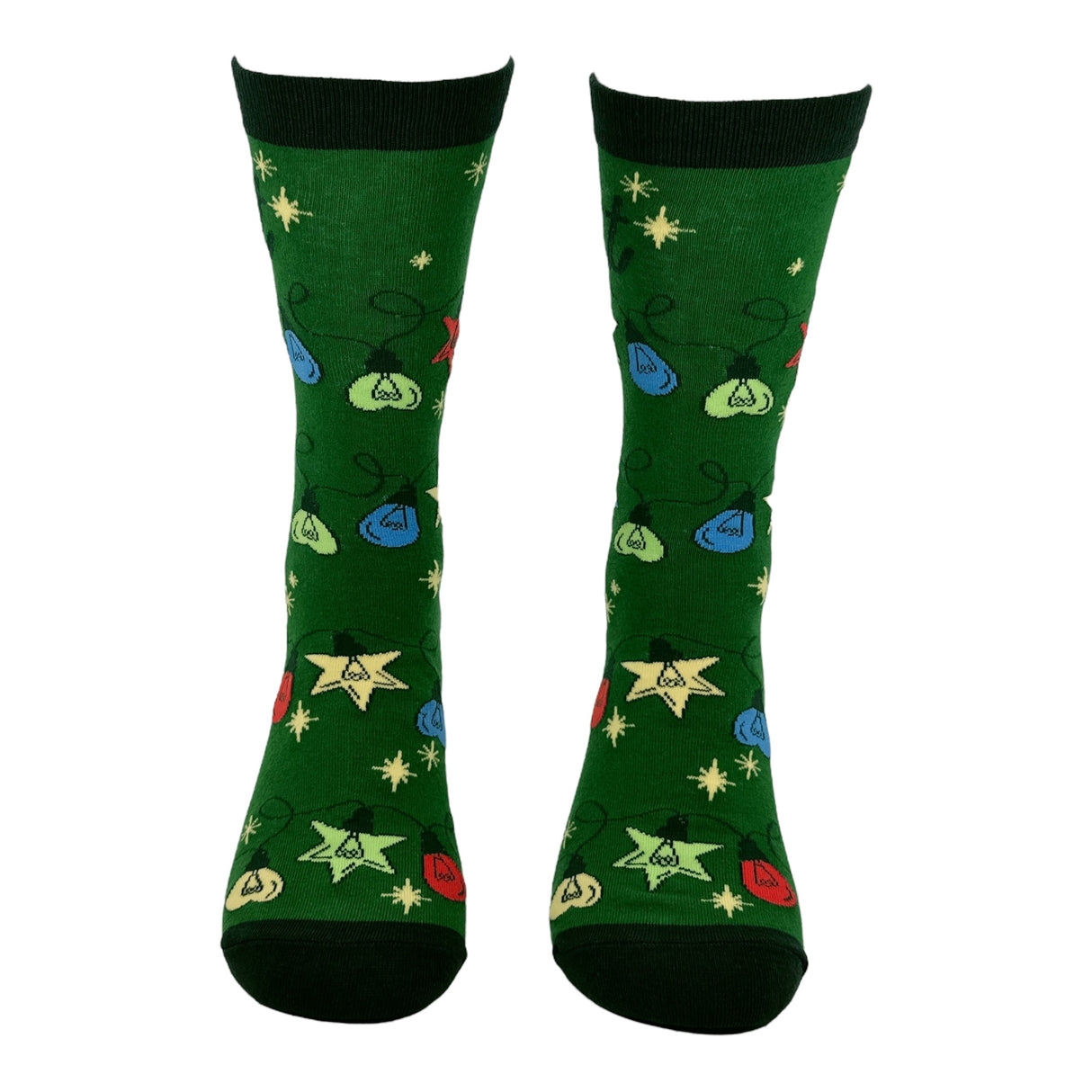 Women's Lit Socks Funny Sarcastic Christmas Lights Graphic Novelty Footwear for Ladies