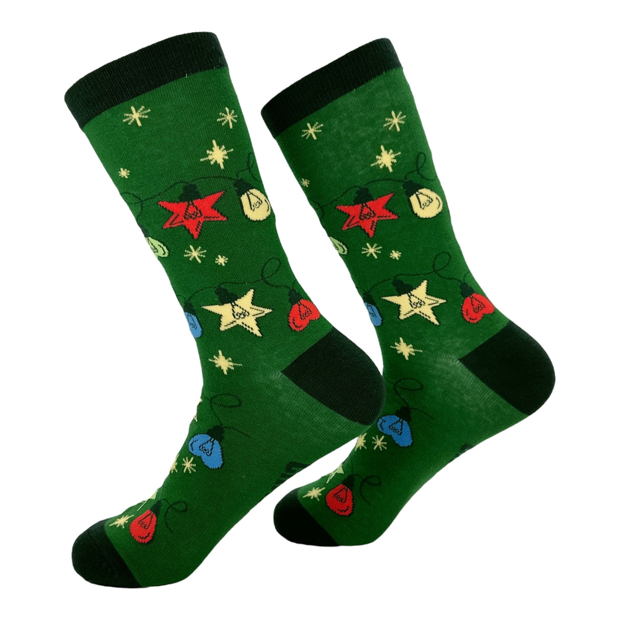 Women's Lit Socks Funny Sarcastic Christmas Lights Graphic Novelty Footwear for Ladies