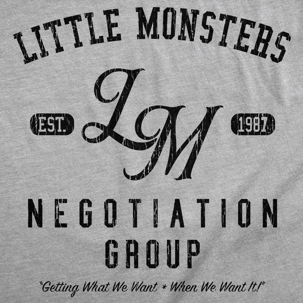 Little Monsters Negotiation Group Baby Bodysuit Funny Sarcastic Graphic Novelty Jumper for Infants