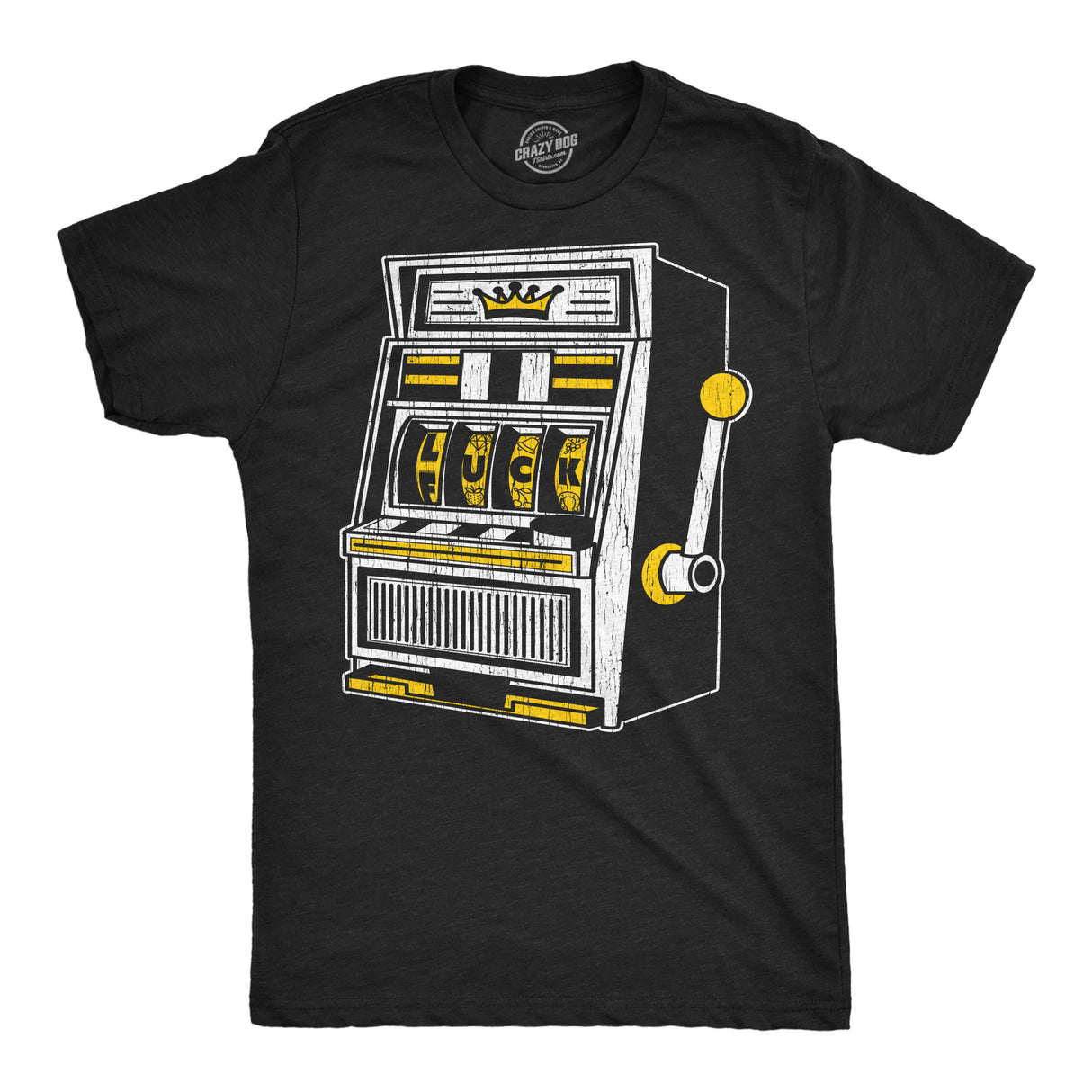 Mens Funny T Shirts Luck Fuck Slots Sarcastic Slot Machine Graphic Novelty Tee for Men