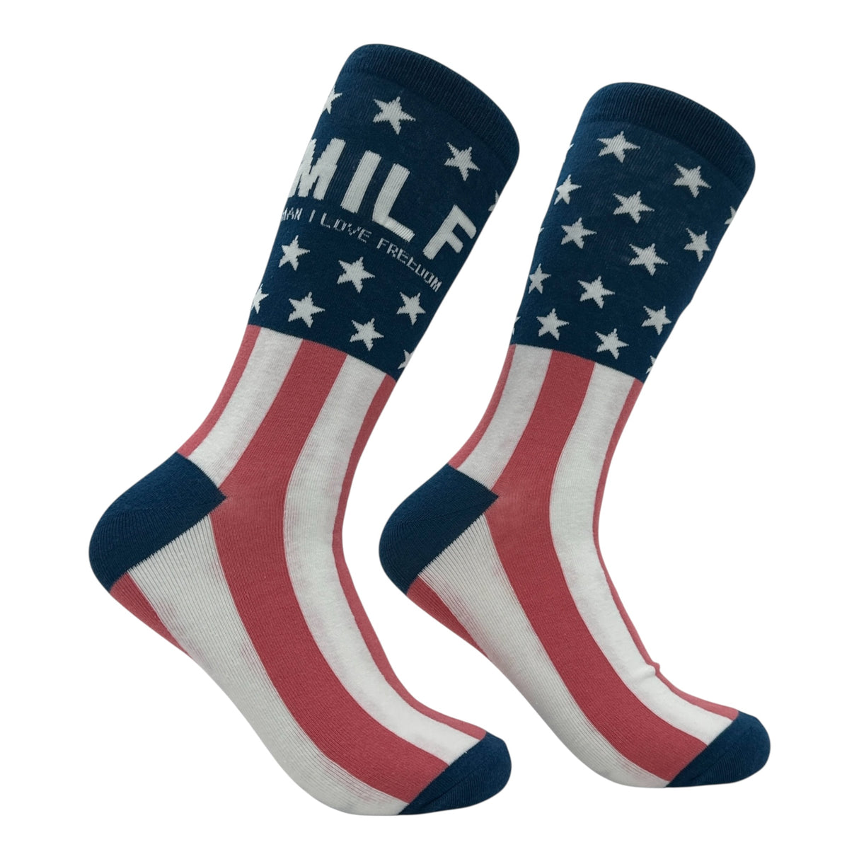 Men's MILF Man I Love Freedom Socks Funny Sarcastic Fourth Of July Graphic Novelty Footwear for Men