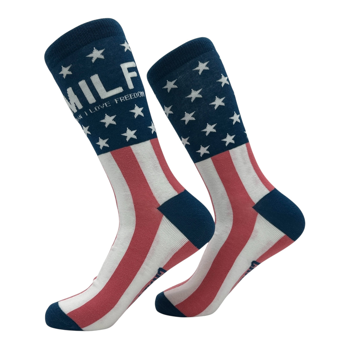 Men's MILF Man I Love Freedom Socks Funny Sarcastic Fourth Of July Graphic Novelty Footwear for Men
