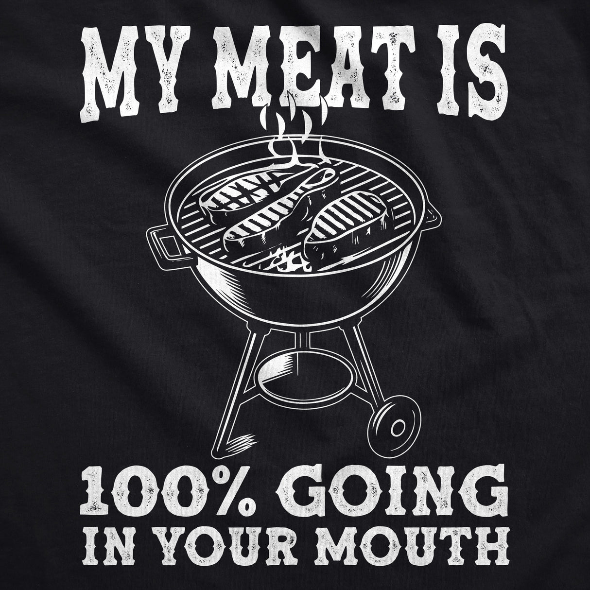My Meat Is 100 Percent Going In Your Mouth Cookout Apron Sarcastic Fourth Of July Graphic Novelty Grill Wear