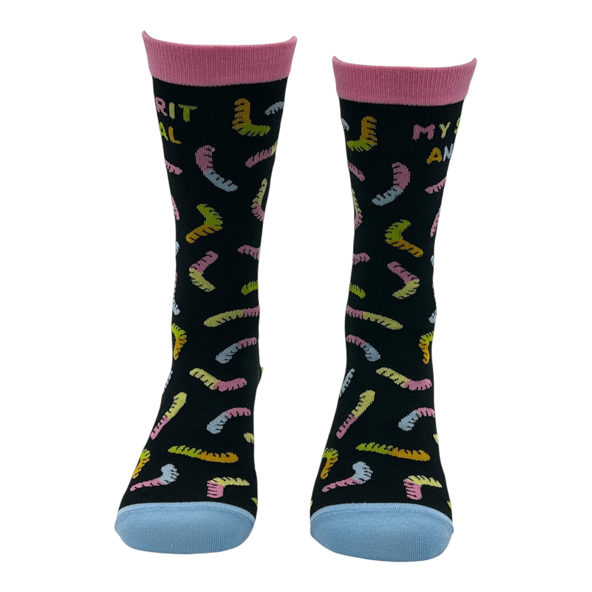 Women's My Spirit Animal Gummy Worm Socks Funny Sarcastic Candy Graphic Novelty Footwear for Ladies