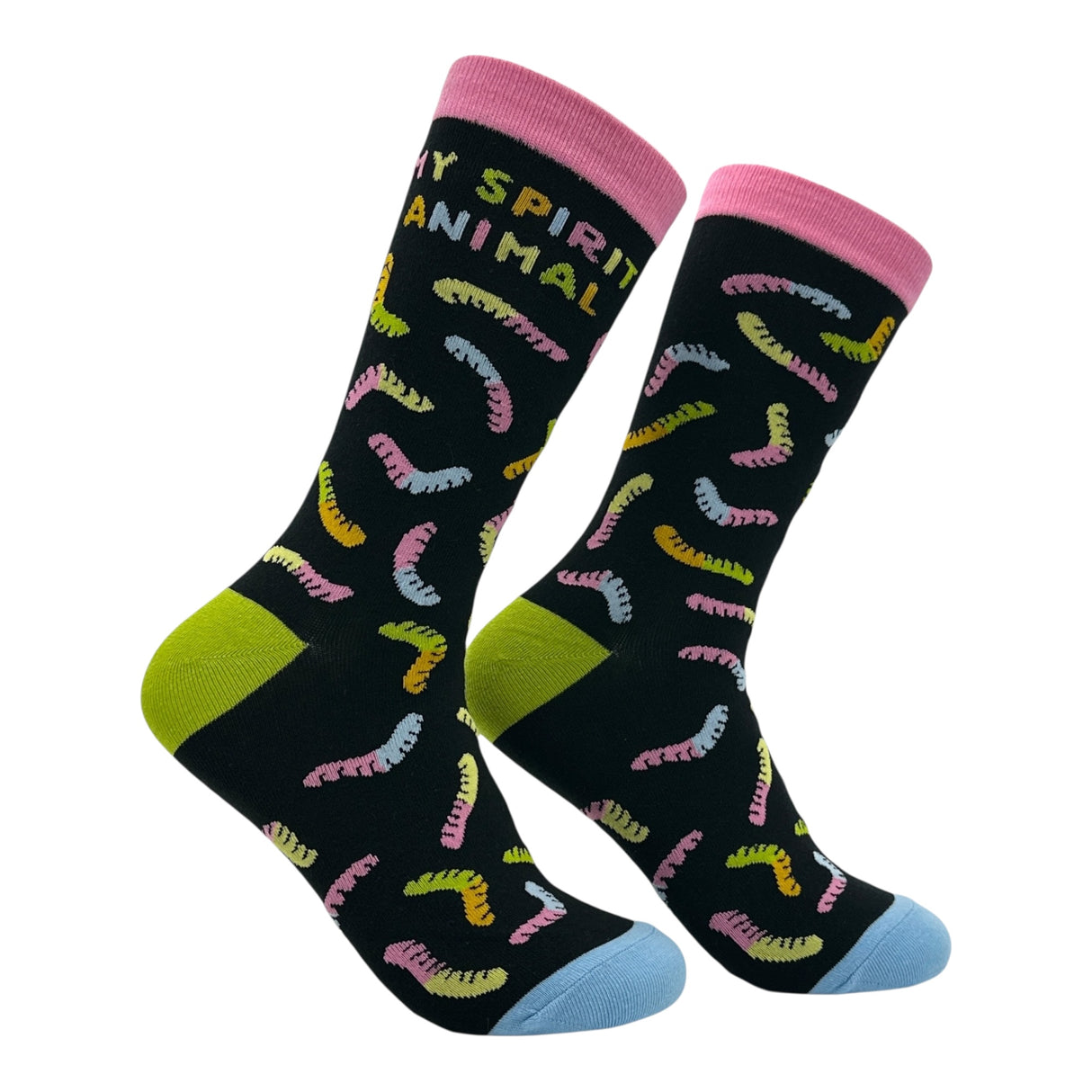 Women's My Spirit Animal Gummy Worm Socks Funny Sarcastic Candy Graphic Novelty Footwear for Ladies