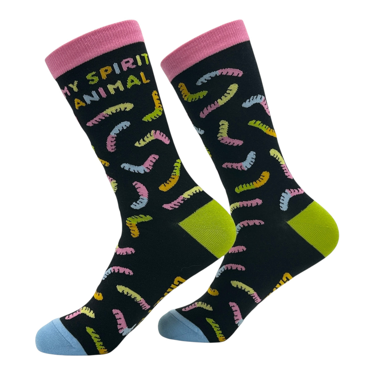 Women's My Spirit Animal Gummy Worm Socks Funny Sarcastic Candy Graphic Novelty Footwear for Ladies