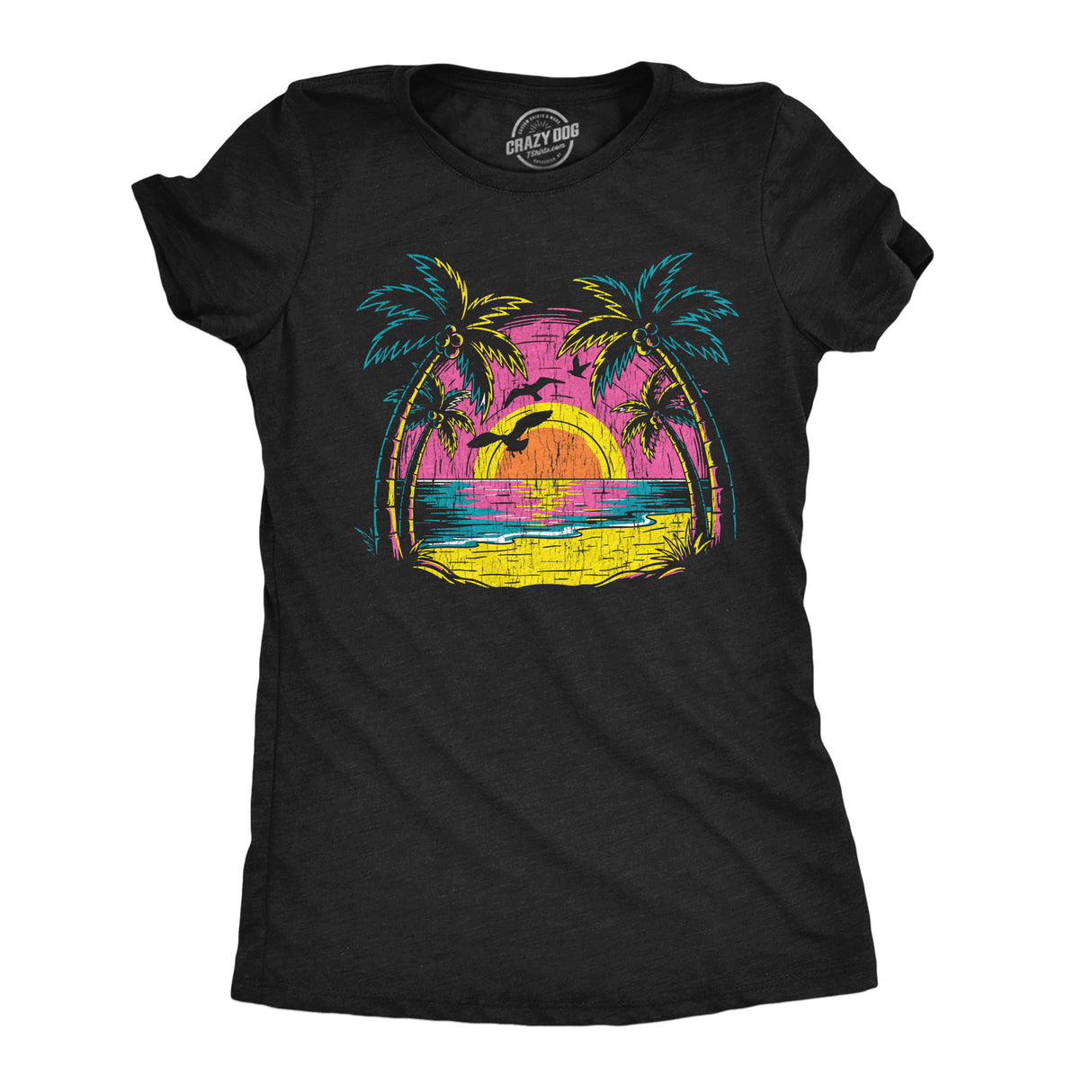 Womens Funny T Shirts Neon Shore Awesome Vacation Graphic Novelty Beach Tee For Ladies