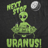 Mens Funny T Shirts Next Stop Uranus Sarcastic Alien UFO Graphic Novelty Tee for Men